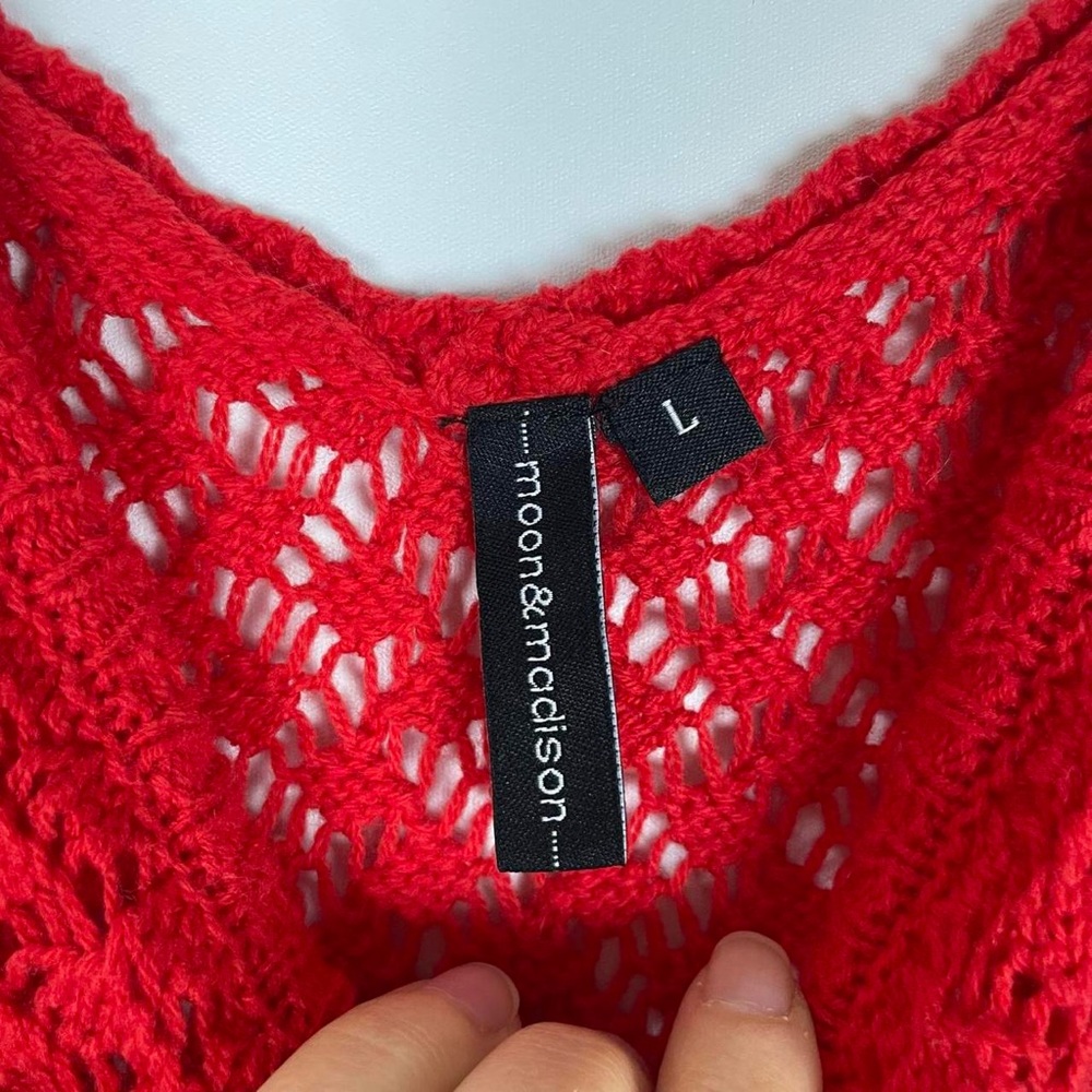 Red Knit Button Front Tank - Picture 5 of 7